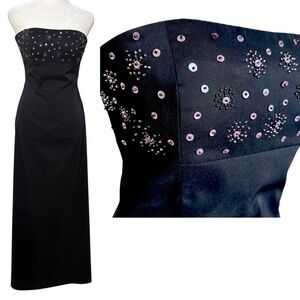 Vintage 90s Y2K Beaded Strapless Fairy 90s Y2K Whimsigoth Maxi Prom Dress XS